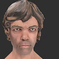 Realistic 3D Game and Film Character Head Model With Brown Curly Hair Green Eyes