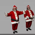 Two Santa Claus Figures Standing With Arms Outstretched In Red Costumes