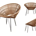 Round Shaped Rattan Leisure Chair With Modern Metal Leg Design And Comfortable Seat