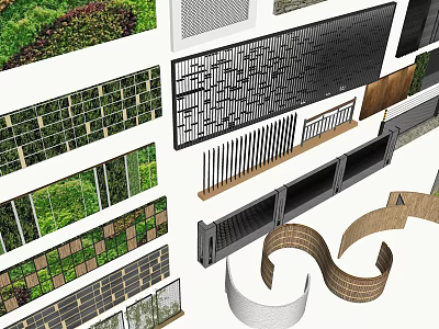 Building Facade Design With Various Materials Textures Green Plant Elements And Grilles 3d model
