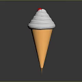 Delicious Vanilla Ice Cream Cone With Swirled White Cream And Red Cherry Top
