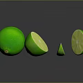 Fresh Vibrant Green Limes With Whole And Sliced Pieces On Dark Background