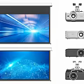 Modern Projector Projection Screen Combination 3d model