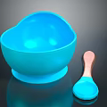 Decorative Ornament Set With Blue Heart Shaped Bowl And Blue Spoon With Brown Handle