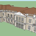 Classical Villa Exterior Design With Columns Balconies Large Windows And Beige Facade 3d model