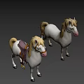 Two White Stuffed Toy Horses With Saddle Bridle And Mane Details