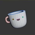 Cute White Mug With Funny Smiley Face Design For Daily Use 3d model