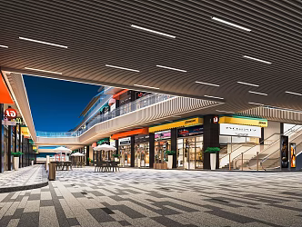 Modern commercial street shopping mall atrium food street shops snack street shops door head shopping mall aisle 3d model