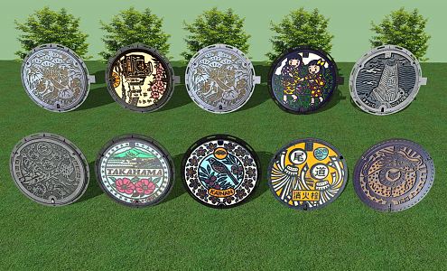 Modern manhole cover art manhole cover 3d model