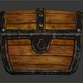 Rustic Vintage Wooden Storage Chest With Metal Straps And Lock Closure