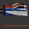 Two Colorful Sci Fi Spaceship Models With Red Blue Bodies And Transparent Bases