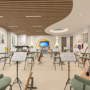 Music Room Music Classroom 3d model