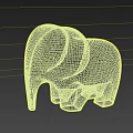 Wooden Elephant Figurine With Smooth Surface And Carved Details On Gray Background