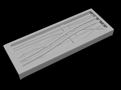 White Rectangular Decorative Tray with Intricate Cross Line Grooves Design 3d model