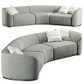 Modern Curved Gray Sectional Sofa with White Pillows and Comfortable Seating Design 3d model
