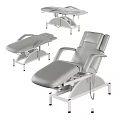 Adjustable Medical Examination Tables and Treatment Chairs with Grey Cushions and White Frames