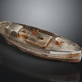 Traditional Wooden Boat With Vintage Design Storage Compartments And Weathered Brown Wood