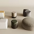 Modern Stylish Stools in Square Round and Cylindrical Shapes with Fabric Covers