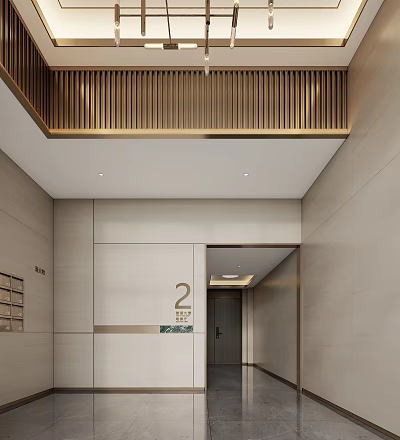 Elevator Hall of Modern Residence Home Hall 3d model