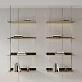 Modern Gold Metal Wall Shelves With Books Decorative Items And Minimalist Design