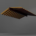 Modern Wooden Ceiling Design with Striped Pattern Brown and Gold Floating Style