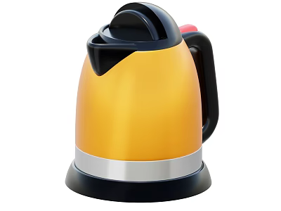 Modern Yellow Electric Kettle With Black Handle And Silver Accent Band For Home Daily Use 3d model