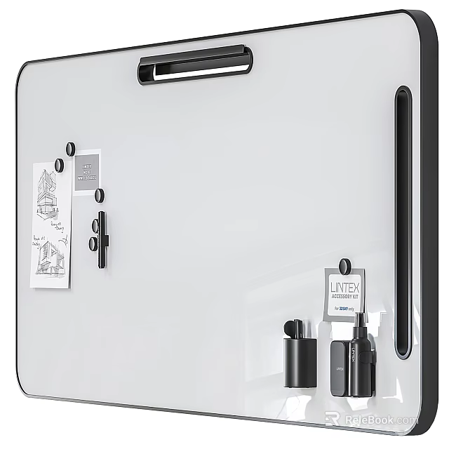 White Drawing Board with Black Stand Musical Instrument Drawings Cards and Art Brushes 3d model 