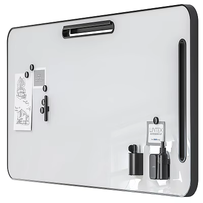 White Drawing Board with Black Stand Musical Instrument Drawings Cards and Art Brushes 3d model