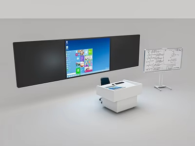 Display Mount With Large Screen Podium And Whiteboard For Meeting Room Presentations 3d model