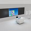 Display Mount With Large Screen Podium And Whiteboard For Meeting Room Presentations