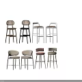 Various Design Bar Stools With Upholstered Seats Woven Backrests And Metal Wooden Legs