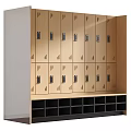 Modern Wooden Storage Lockers With Multiple Lockable Doors And Bottom Storage Compartments 3d model