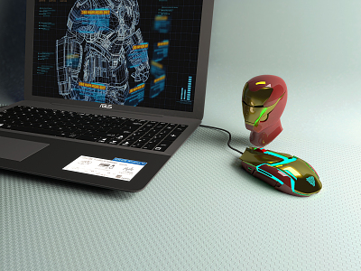 Modern Laptop Iron Man Ornaments model