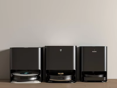 Three Black Smart Machines With Modern Design And Automatic Functionality For Home Use 3d model