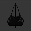 Fashionable Black Leather Handbag With Structured Handles And Modern Sleek Design