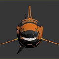 Electric Toy Shark With Orange And Black Mechanical Design And Green Accents