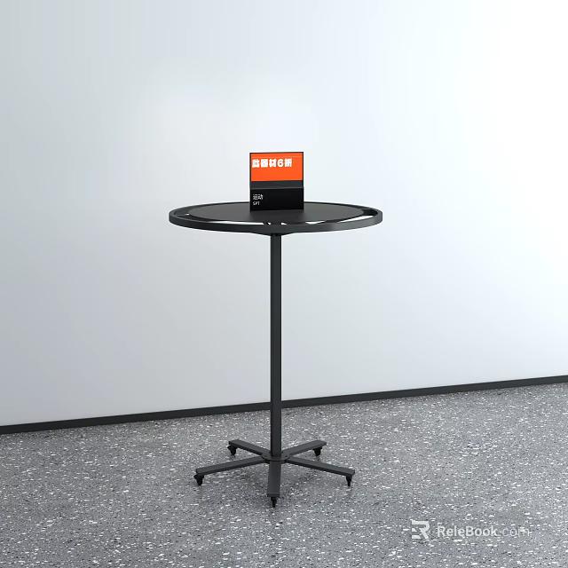 Modern Round Black Side Table with Rolling Wheels for Living Room Decor 3d model