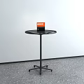 Modern Round Black Side Table with Rolling Wheels for Living Room Decor 3d model