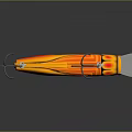 Insect Shaped Fishing Lure With Orange Yellow Body Black Stripes Hooks And Shiny Reflective Surface