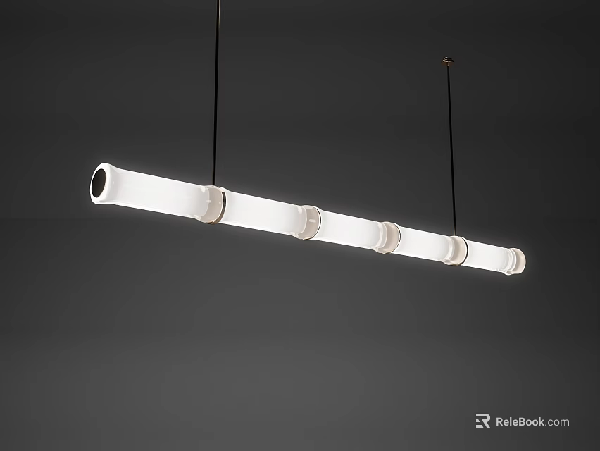 Modern Sleek Linear White Pendant Light With Minimalist Design And Black Hanging Cords 3d model 