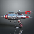 Futuristic Sci Fi Gun With Silver Red Accents And E LZR Wing Design