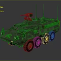 Modern Green Military Armored Wheeled Vehicle With Roof Antennas And Weapon System