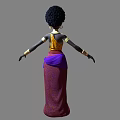 Woman In Yellow Top Red Headscarf Golden Earrings Gold Arm Cuffs Purple Skirt Arms Outstretched