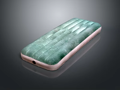 Green Inflatable Mattress With Marble Texture Light Colored Edges And Rectangular Shape 3d model
