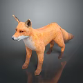 Game Movie Character Orange Fur White Underbelly Fox 3D Model Standing Pose Dark Background
