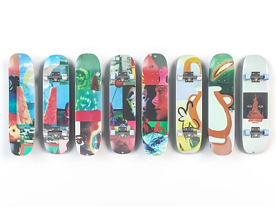 Colorful Skateboard Decks With Diverse Artistic Graphics And Patterns 3d model