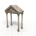 Classical Stone Structure with Four Columns and Triangular Roof Design 3d model