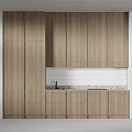 Modern Kitchen Interior With Wooden Grain Cabinets Countertop Sink And Backsplash