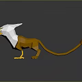 Detailed Low Poly 3D Bird Model With White Brown Feathers Spread Wings And Reflective Base