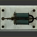 Vintage Scientific Device Featuring Green Coils Metal Components On Marble Base